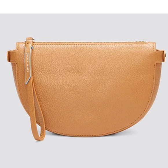 Draper James Camel Wristlet Handbag Leather Half Moon Clutch Tan NWT - Picture 4 of 7